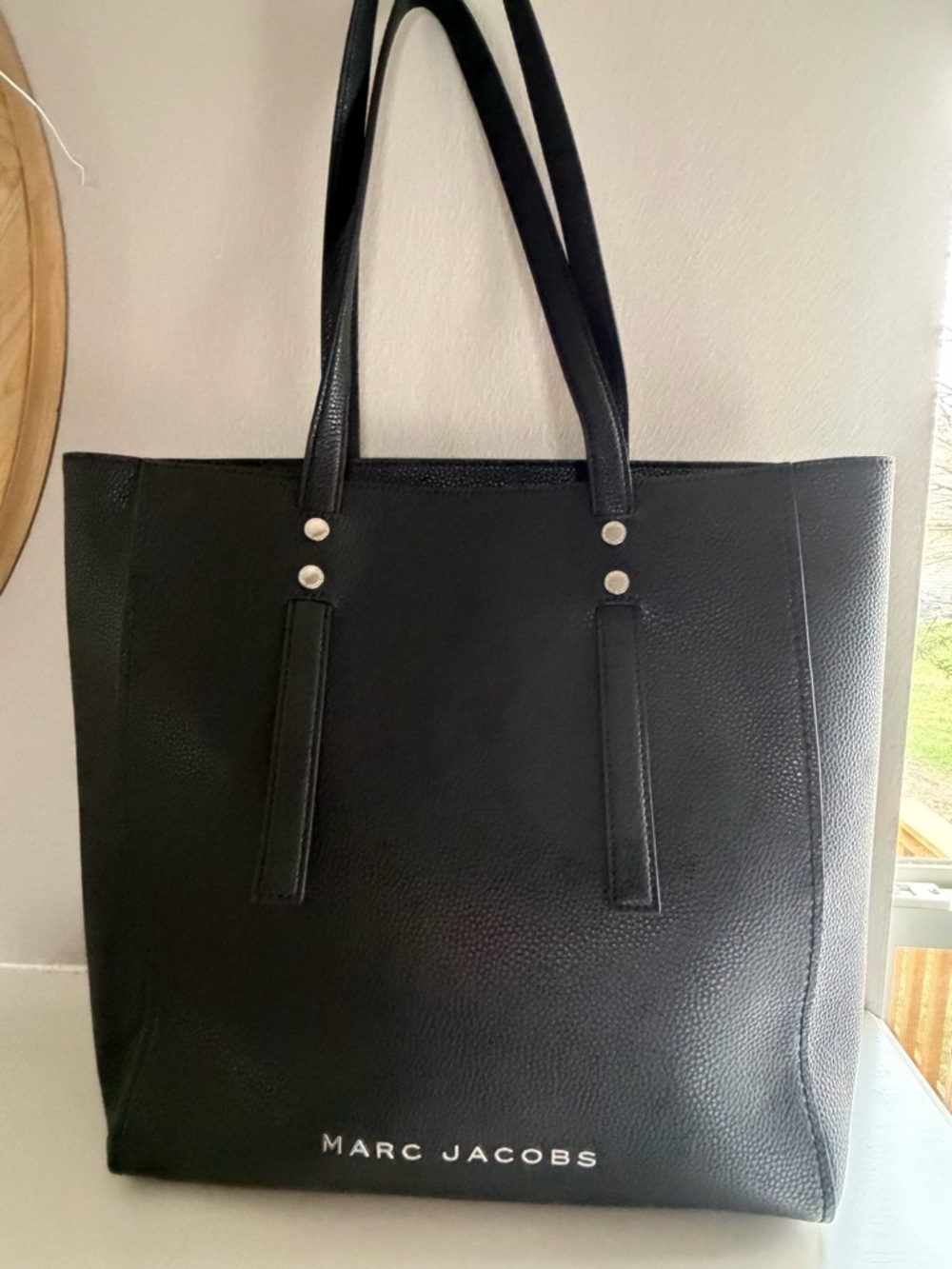 Marc Jacobs Black Pebbled Leather Tote with Silver Stud Accents. NWOT